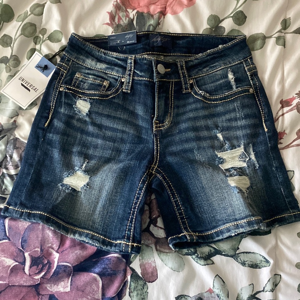 Women’s Dark Wash Distressed Denim Jean Shorts